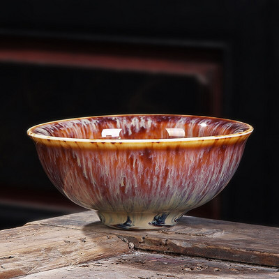 Порцеланова керамична чаша за чай Купа за чай Сервиз за чай Чаша Пещ Променена Tianmu Glaze Tea Master Единична чаша Малка чаена чаша Шапка Седем цвята