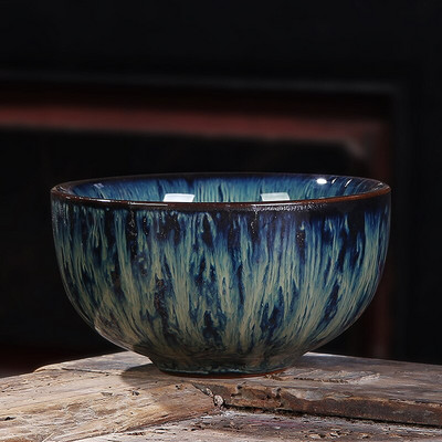 Порцеланова керамична чаша за чай Купа за чай Сервиз за чай Чаша Пещ Променена Tianmu Glaze Tea Master Единична чаша Малка чаена чаша Шапка Седем цвята