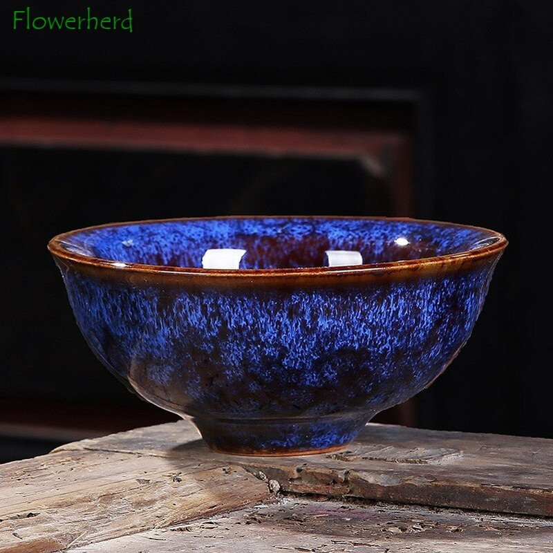 Порцеланова керамична чаша за чай Купа за чай Сервиз за чай Чаша Пещ Променена Tianmu Glaze Tea Master Единична чаша Малка чаена чаша Шапка Седем цвята