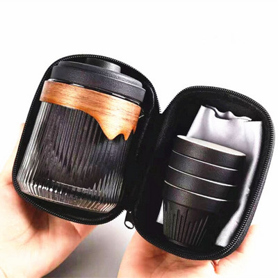 Keraminis kelioninis Kung Fu arbatos rinkinys arbatos reikmenų rinkinys Kelioninis maišelis Vienas arbatinukas Keturi arbatinukai Porcelianinis stiklinis arbatos puodelis ir puodelių rinkinys Verslo dovana