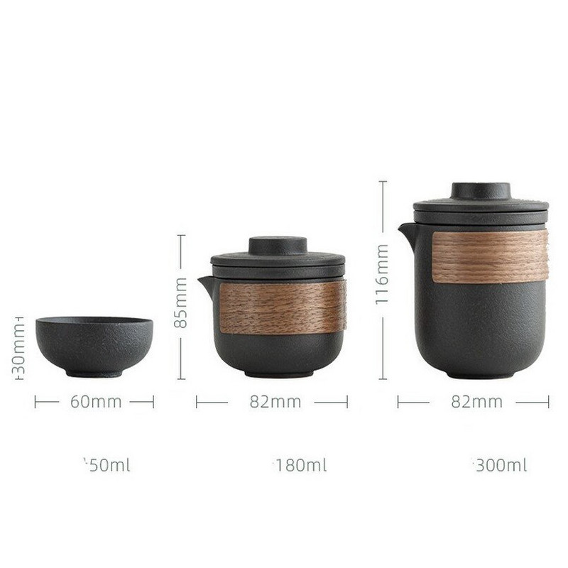 Set de ceai Kung Fu din ceramică cu pungă de călătorie Set de ceainic și ceai din porțelan, portabil chinezesc, un ceainic și patru cești