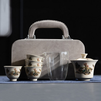 Hordozható Kung Fu teaset csésze teáskanna infuser Gaiwan kreatív teafőző edénykészletek Otthoni irodai kínai teaszertartás ajándék