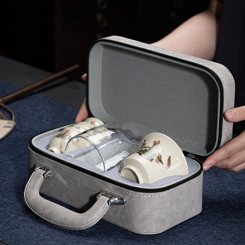 Hordozható Kung Fu teaset csésze teáskanna infuser Gaiwan kreatív teafőző edénykészletek Otthoni irodai kínai teaszertartás ajándék