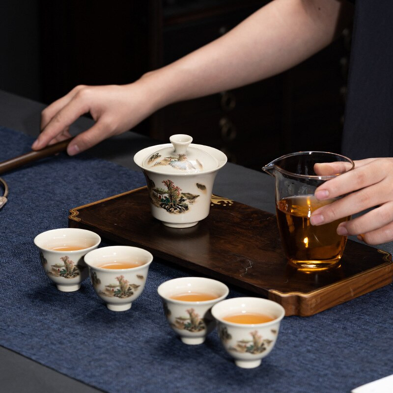 Hordozható Kung Fu teaset csésze teáskanna infuser Gaiwan kreatív teafőző edénykészletek Otthoni irodai kínai teaszertartás ajándék