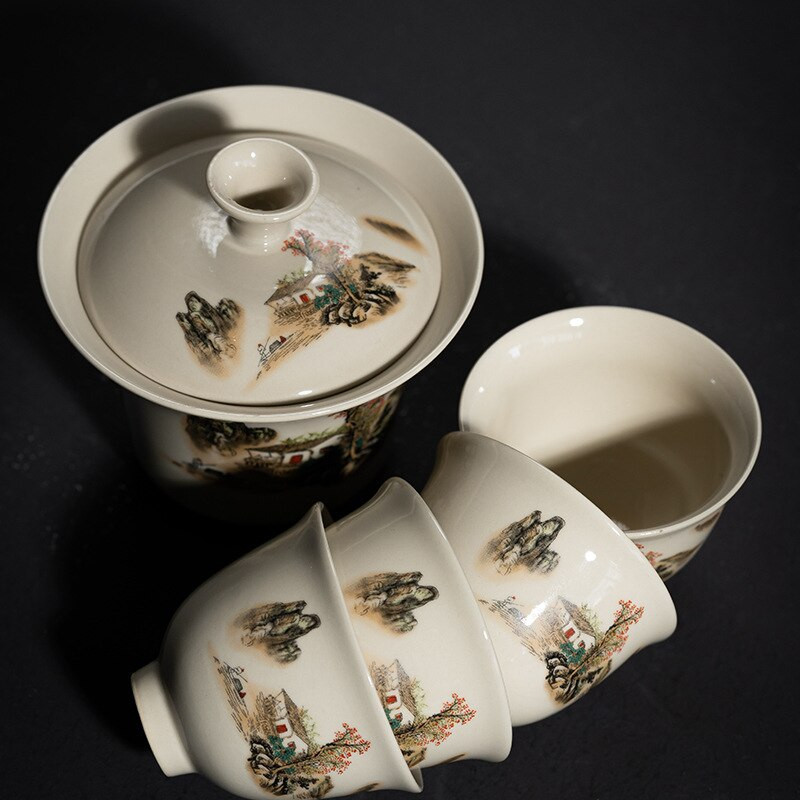 Hordozható Kung Fu teaset csésze teáskanna infuser Gaiwan kreatív teafőző edénykészletek Otthoni irodai kínai teaszertartás ajándék
