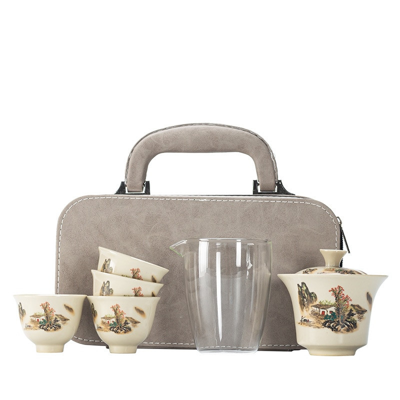 Hordozható Kung Fu teaset csésze teáskanna infuser Gaiwan kreatív teafőző edénykészletek Otthoni irodai kínai teaszertartás ajándék