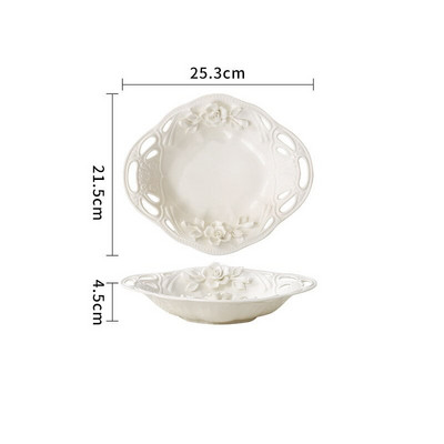 Rankinis keraminių puodelių ir lėkštučių rinkinys Kūrybinis reljefinių gėlių restoranas Desertinis patiekalas Europietiška popietės arbata Vaisių salotų lėkštės