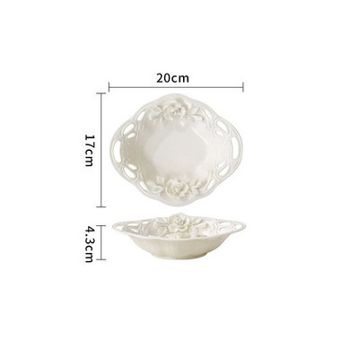 Rankinis keraminių puodelių ir lėkštučių rinkinys Kūrybinis reljefinių gėlių restoranas Desertinis patiekalas Europietiška popietės arbata Vaisių salotų lėkštės