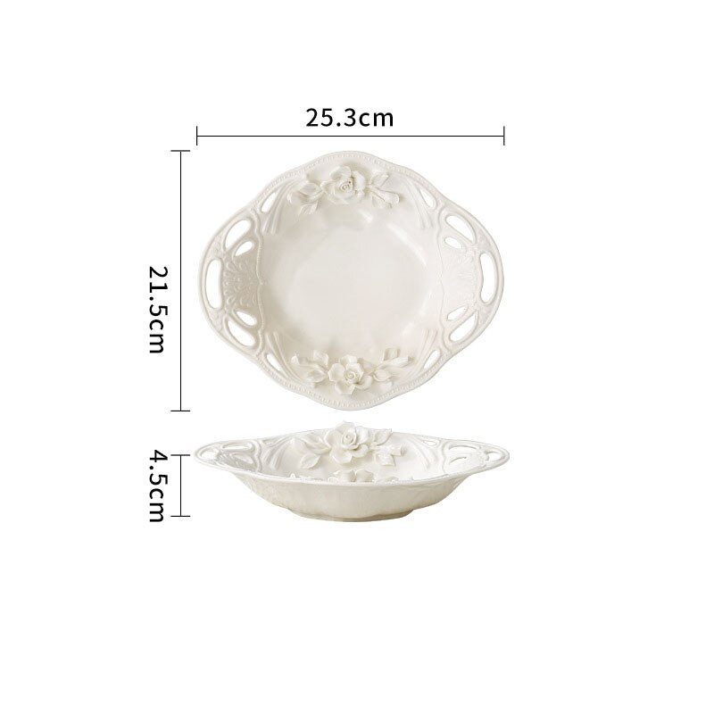 Rankinis keraminių puodelių ir lėkštučių rinkinys Kūrybinis reljefinių gėlių restoranas Desertinis patiekalas Europietiška popietės arbata Vaisių salotų lėkštės