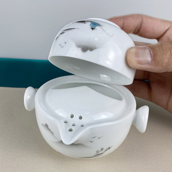 Комплект за чай Ceramics Включва 1 тенджера 1 чаша, висококачествен елегантен и лесен Gaiwan, красив и лесен чайник чайник, кунг-фу чайник с