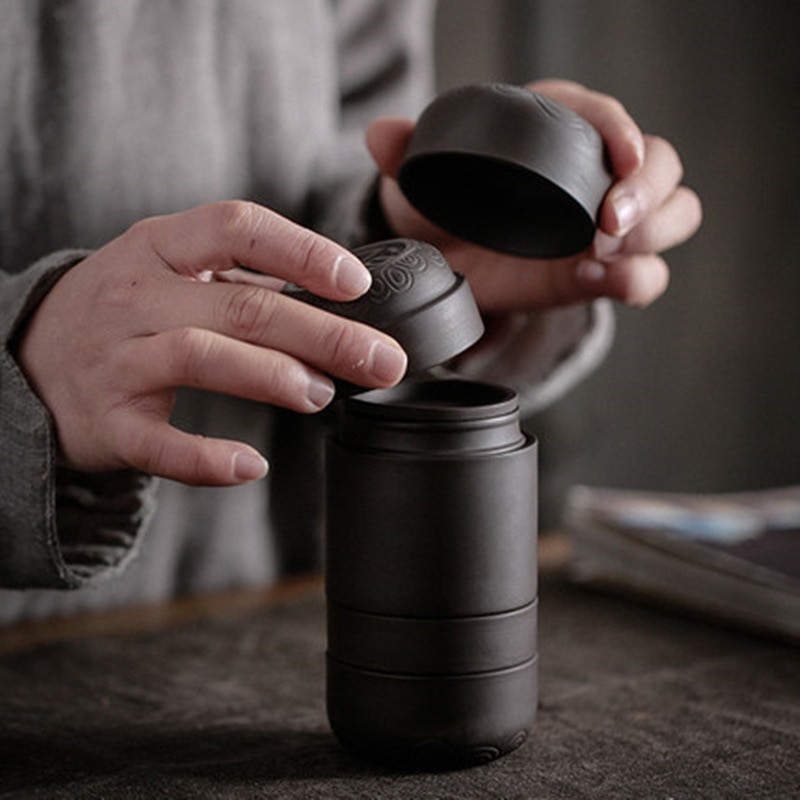 Putni Kung Fu Set za čaj Ljubičasti pijesak Prijenosni čajnik Keramički čajnik Gaiwan Šalice čaja Čajna ceremonija Lončić s putnom torbom