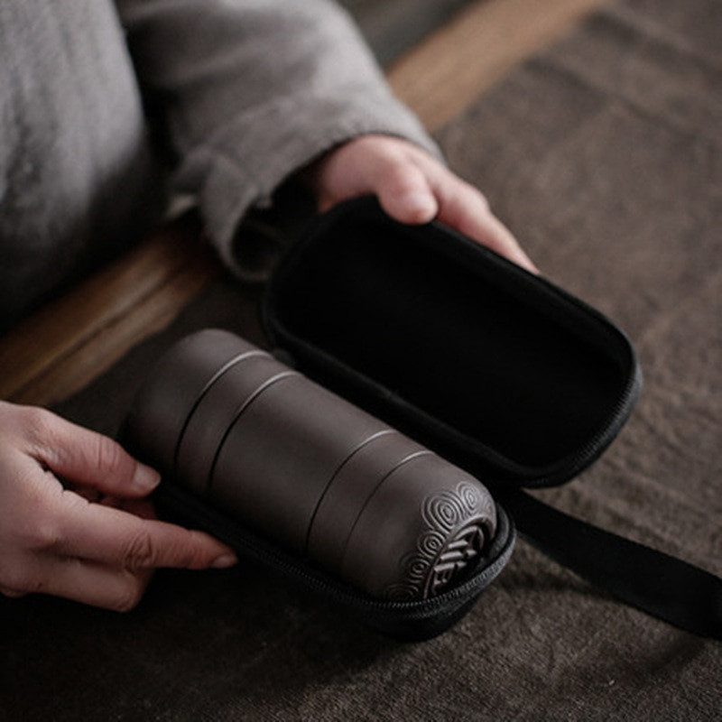 Putni Kung Fu Set za čaj Ljubičasti pijesak Prijenosni čajnik Keramički čajnik Gaiwan Šalice čaja Čajna ceremonija Lončić s putnom torbom