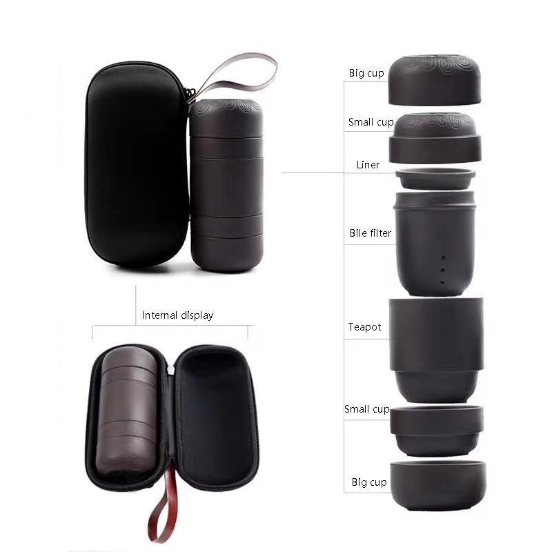 Putni Kung Fu Set za čaj Ljubičasti pijesak Prijenosni čajnik Keramički čajnik Gaiwan Šalice čaja Čajna ceremonija Lončić s putnom torbom