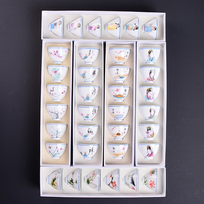 6 db/tétel Kerámia teáscsésze díszdobozban Oolong tea Kis csészék Boutique porcelán teáskészlet Kiegészítők Mester személyes egypohár