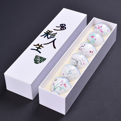 6 gab./daudz Keramikas tējas krūze Ar dāvanu kastīti Oolong tēja Mazas krūzītes Boutique porcelāna Tējas komplekts Aksesuāri Meistara personīgā viena krūze