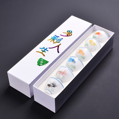 6 gab./daudz Keramikas tējas krūze Ar dāvanu kastīti Oolong tēja Mazas krūzītes Boutique porcelāna Tējas komplekts Aksesuāri Meistara personīgā viena krūze