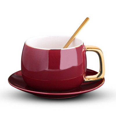Kerámia kávés/teás csészék és bögrék Utazási kávéscsésze csészealj készlet Porcelán teáscsésze kanállal