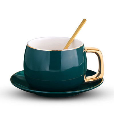 Kerámia kávés/teás csészék és bögrék Utazási kávéscsésze csészealj készlet Porcelán teáscsésze kanállal