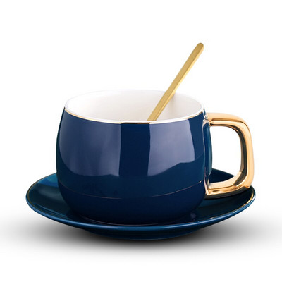 Kerámia kávés/teás csészék és bögrék Utazási kávéscsésze csészealj készlet Porcelán teáscsésze kanállal