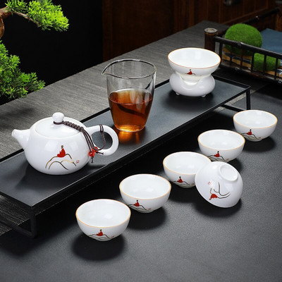 10 db-os készlet Kínai Kung Fu utazási teáskészlet Kerámia hordozható teáscsésze porcelán szervíz Gaiwan teáscsészék Bögre teaceremónia teáskanna