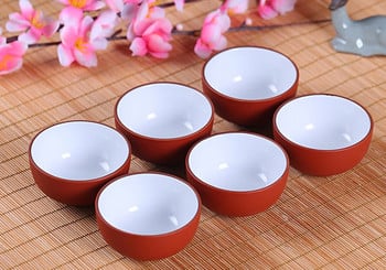 Творчески 6PCS чаша за чай с лилава глина, чаша за чай пуер YiXing Purple Teacup, китайски кунг-фу чаши Подарък от китайски порцелан