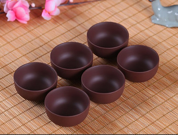 Творчески 6PCS чаша за чай с лилава глина, чаша за чай пуер YiXing Purple Teacup, китайски кунг-фу чаши Подарък от китайски порцелан