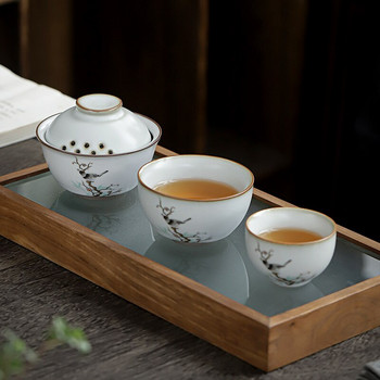 Highend Ceramics Travel Kung Fu Tea Σετ Gaiwan Φορητό Teaware Quick Cup One Pot and Two Cups Outdoor Teapot Drinkware