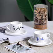 Retro Alphabet Espresso šalice s tanjurićima 80ml/2.5oz Set keramičkih šalica za kavu Male demitasse šalice Set malenih šalica za kavu