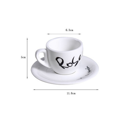 Retro Alphabet Espresso šalice s tanjurićima 80ml/2.5oz Set keramičkih šalica za kavu Male demitasse šalice Set malenih šalica za kavu