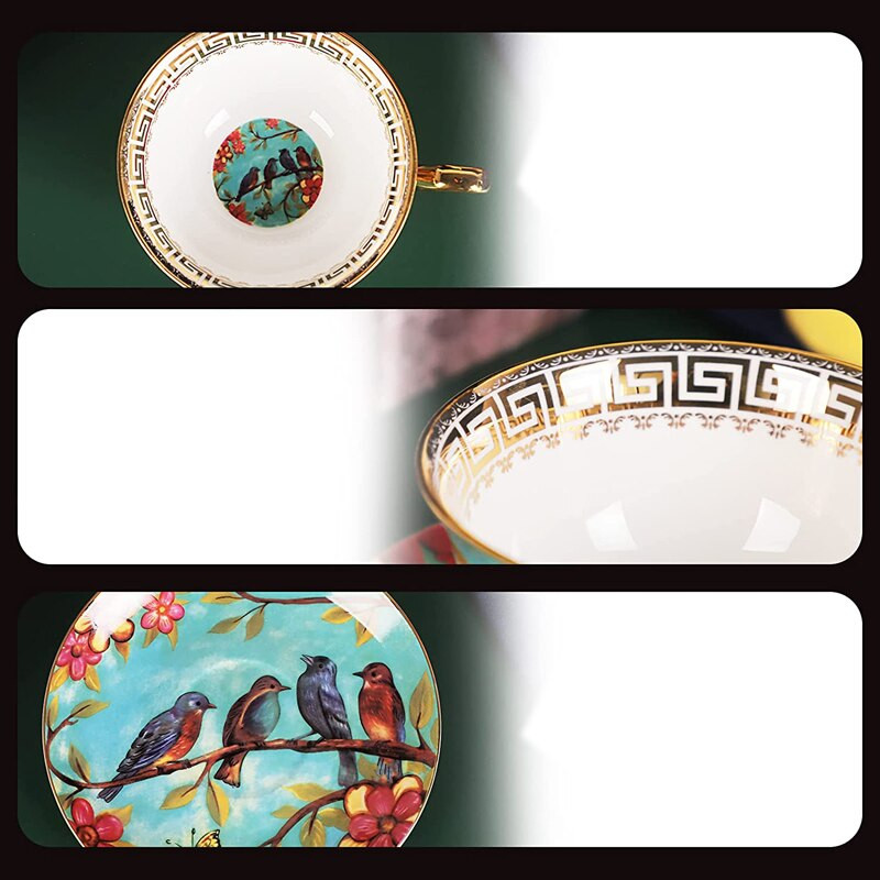 Vintage Art Bone China Izvrsna šalica za kavu sa žličicom Set šalica za čaj i tanjurić u europskom stilu pogodan za sve vrste slobodnog vremena