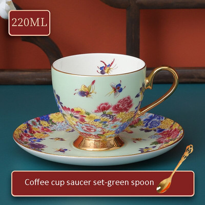 Retro zománcozott kávéscsésze és csészealj doboz szett Exquisite Bone China könnyű luxus délutáni tea csésze készlet otthoni ivóeszköz ajándék