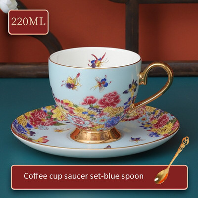 Retro zománcozott kávéscsésze és csészealj doboz szett Exquisite Bone China könnyű luxus délutáni tea csésze készlet otthoni ivóeszköz ajándék