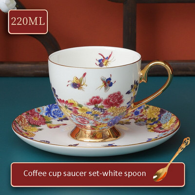 Retro zománcozott kávéscsésze és csészealj doboz szett Exquisite Bone China könnyű luxus délutáni tea csésze készlet otthoni ivóeszköz ajándék