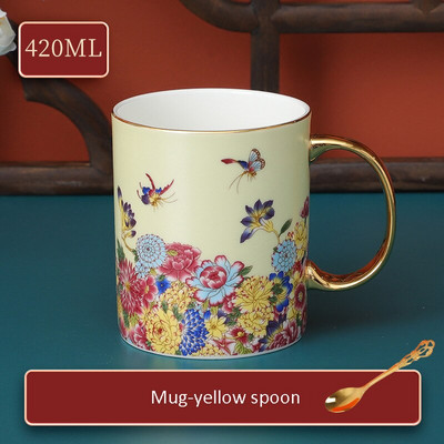 Retro zománcozott kávéscsésze és csészealj doboz szett Exquisite Bone China könnyű luxus délutáni tea csésze készlet otthoni ivóeszköz ajándék