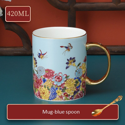 Retro zománcozott kávéscsésze és csészealj doboz szett Exquisite Bone China könnyű luxus délutáni tea csésze készlet otthoni ivóeszköz ajándék