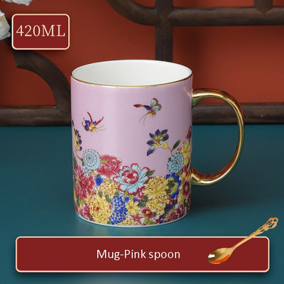 Retro zománcozott kávéscsésze és csészealj doboz szett Exquisite Bone China könnyű luxus délutáni tea csésze készlet otthoni ivóeszköz ajándék