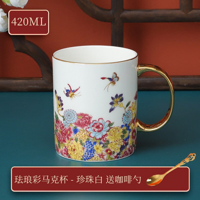 Retro zománcozott kávéscsésze és csészealj doboz szett Exquisite Bone China könnyű luxus délutáni tea csésze készlet otthoni ivóeszköz ajándék
