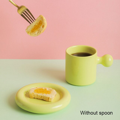 Holaroom Macaron színes kávés csészealj Praktikus tejes tea ivócsésze kerámia csésze kávés bögre Desszert csészealj készlet Italkészlet