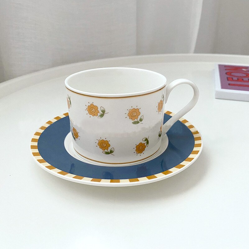 Holaroom cu model de flori din ceramică, ceai cu lapte, ceașcă de băut, ceașcă de cafea, ceașcă de cafea practică, farfurie, set de cești durabil, veselă de bucătărie