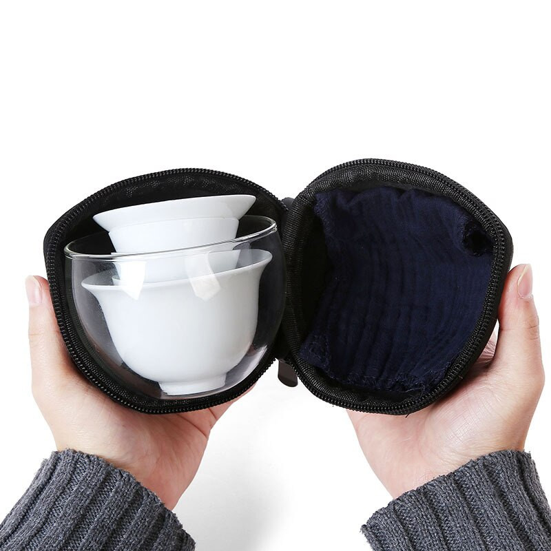 Set de ceai Ceaiuri de călătorie în aer liber Ceainic portabil chinezesc Kung Fu ceainic Frumos și ușor ceainic, Set de ceainic portabil din ceramică Gaiwan