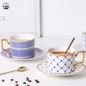 Ceașcă de cafea din ceramică cu farfurie Nordic Light Luxury Bone China Ceai de ceai de după-amiază Cana delicată espresso cu lingură Design de set de ceai