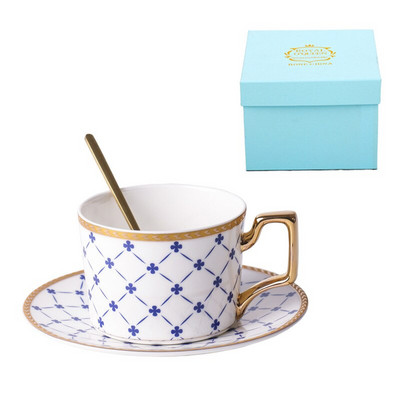 Ceașcă de cafea din ceramică cu farfurie Nordic Light Luxury Bone China Ceai de ceai de după-amiază Cana delicată espresso cu lingură Design de set de ceai