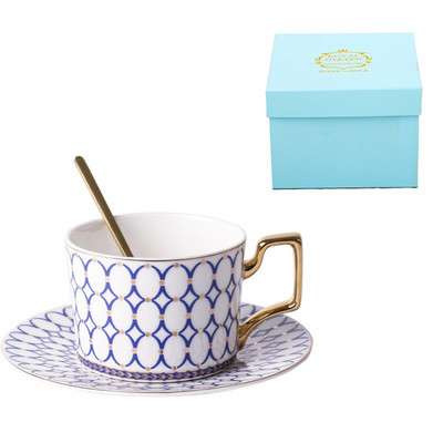 Ceașcă de cafea din ceramică cu farfurie Nordic Light Luxury Bone China Ceai de ceai de după-amiază Cana delicată espresso cu lingură Design de set de ceai