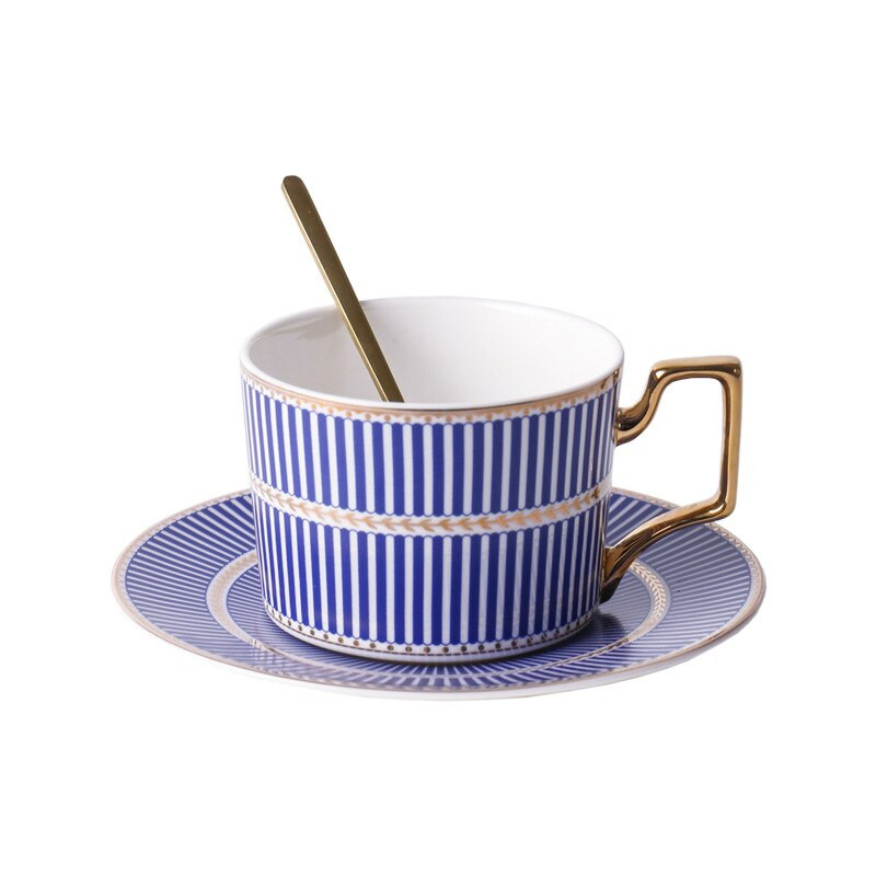 Ceașcă de cafea din ceramică cu farfurie Nordic Light Luxury Bone China Ceai de ceai de după-amiază Cana delicată espresso cu lingură Design de set de ceai