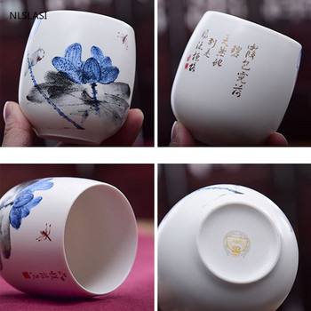 4 τμχ/σετ Jingdezhen κεραμικό φλιτζάνι τσαγιού Μπολ τσαγιού ζωγραφισμένα στο χέρι Φλιτζάνια κρασιού καφέ μπλε και άσπρο σετ τσαγιού Ποτό προμήθειες 220ml