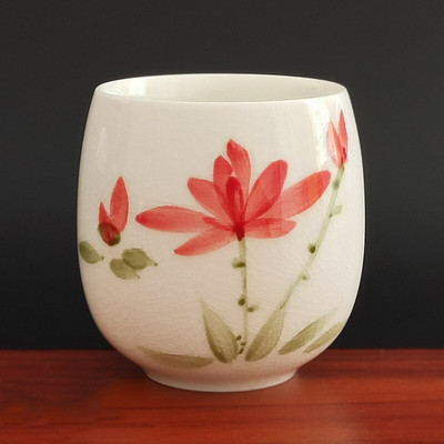 4 buc/set Jingdezhen ceai din ceramica castron pentru ceai, cafea pictate manual, cani de vin, set de ceai albastru si alb, consumabile pentru bauturi 220 ml