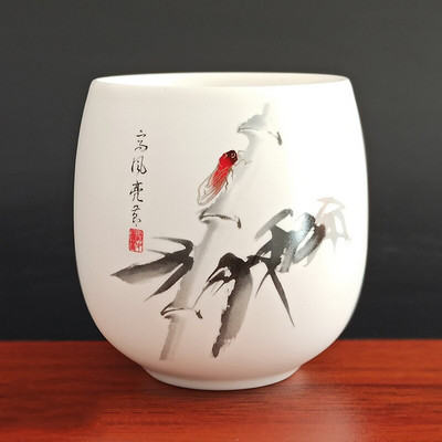 4 buc/set Jingdezhen ceai din ceramica castron pentru ceai, cafea pictate manual, cani de vin, set de ceai albastru si alb, consumabile pentru bauturi 220 ml