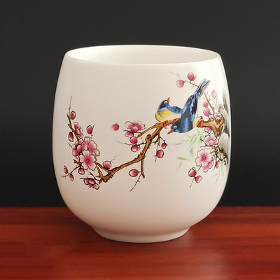 4 buc/set Jingdezhen ceai din ceramica castron pentru ceai, cafea pictate manual, cani de vin, set de ceai albastru si alb, consumabile pentru bauturi 220 ml