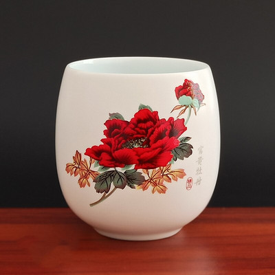 4 buc/set Jingdezhen ceai din ceramica castron pentru ceai, cafea pictate manual, cani de vin, set de ceai albastru si alb, consumabile pentru bauturi 220 ml