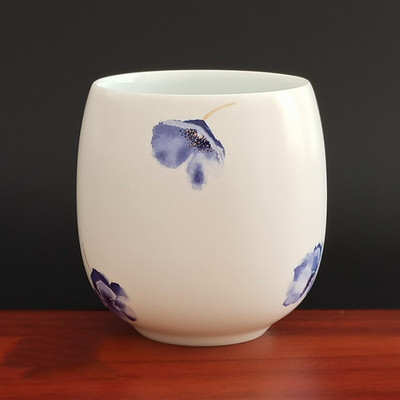 4 buc/set Jingdezhen ceai din ceramica castron pentru ceai, cafea pictate manual, cani de vin, set de ceai albastru si alb, consumabile pentru bauturi 220 ml